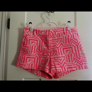 J.Crew pink + white geometric shorts